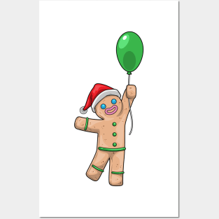 Gingerbread man Christmas Balloon Posters and Art